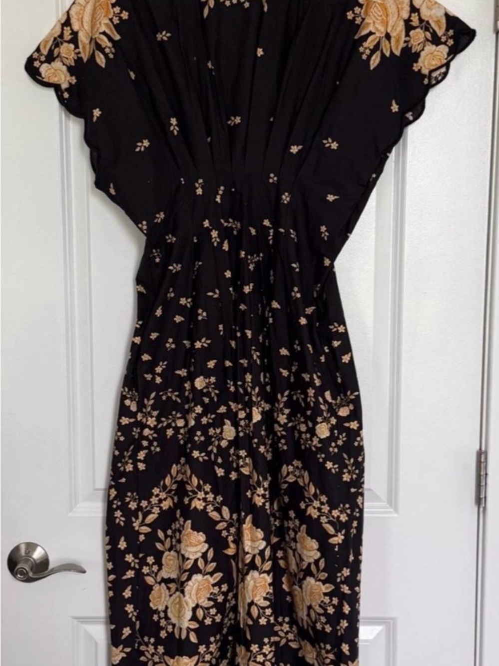 FARM Rio x Anthropologie Black Maxi Dress with Yellow Gold Floral Print ❤️ - Picture 11 of 11